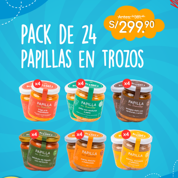 Pack de 24 papillas en trocitos 185g