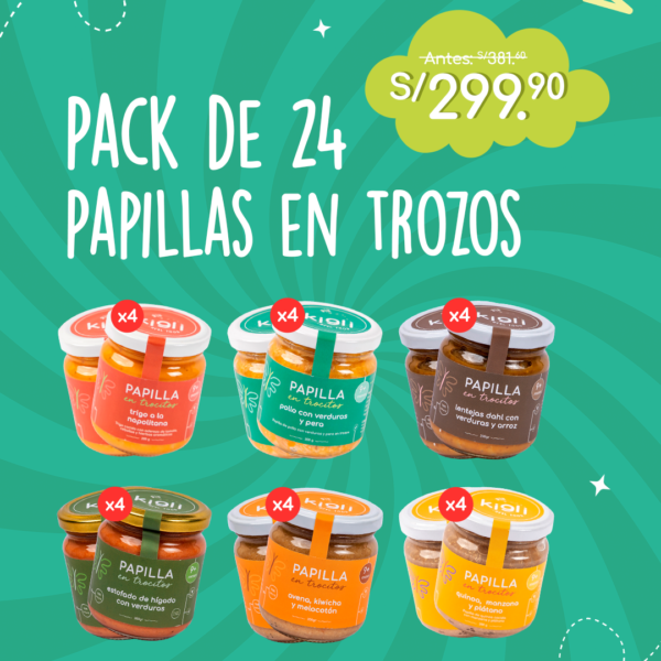 Pack de 24 papillas en trocitos 185g