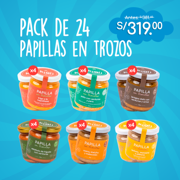 Pack de 24 papillas en trocitos 185g