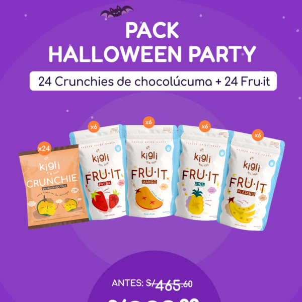 Pack Halloween Party: 24 crunchies de Chocolúcuma + 24 Fru-it